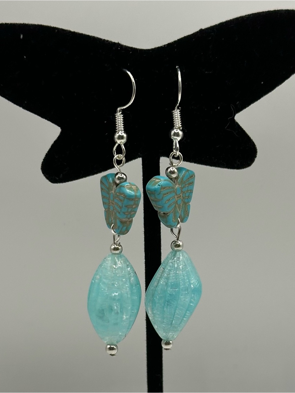 Handmade Turquoise Butterfly Dangle Earrings
